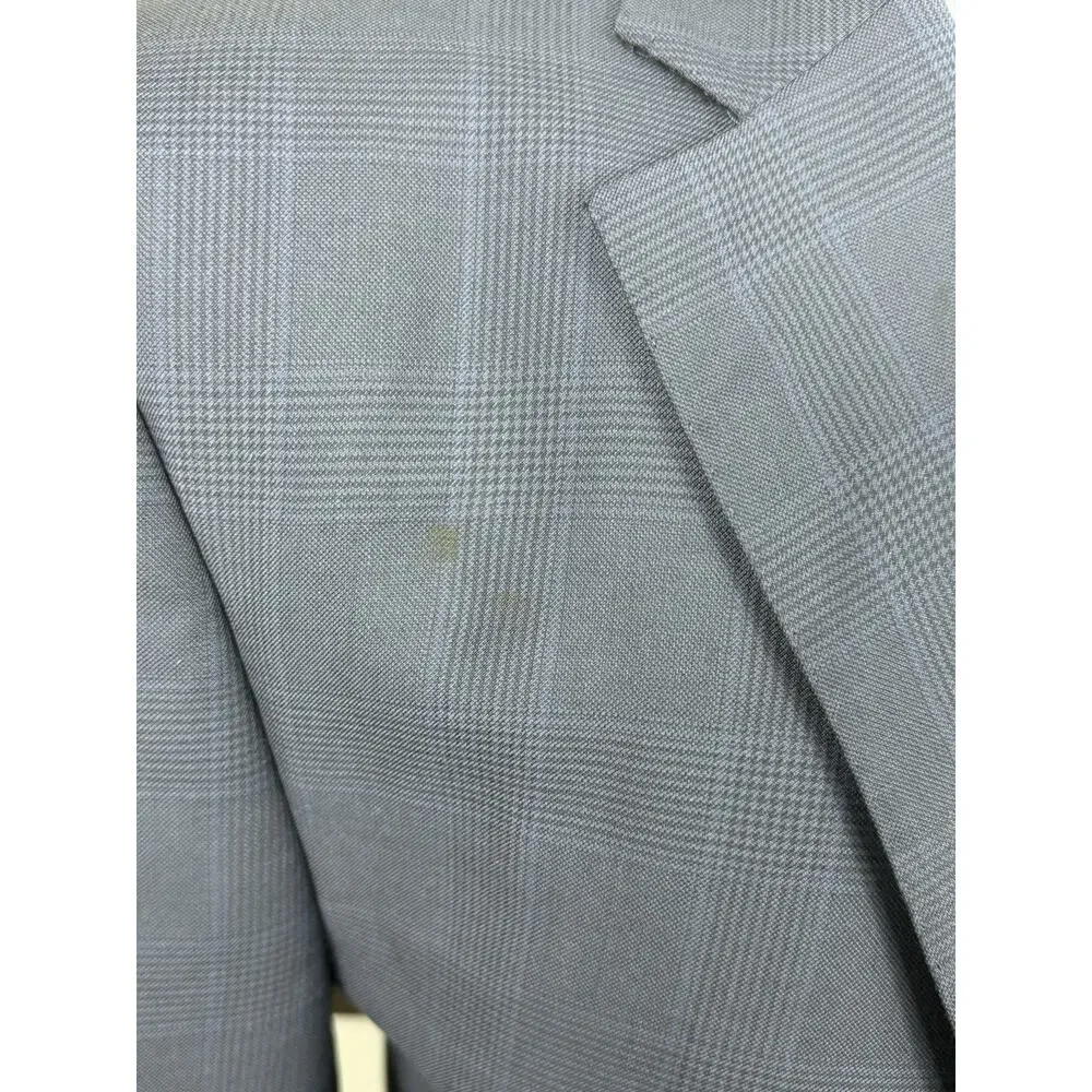 Karl Lagerfield Mens Navy Plaid 42L 2 Piece Suit Pants 36/32